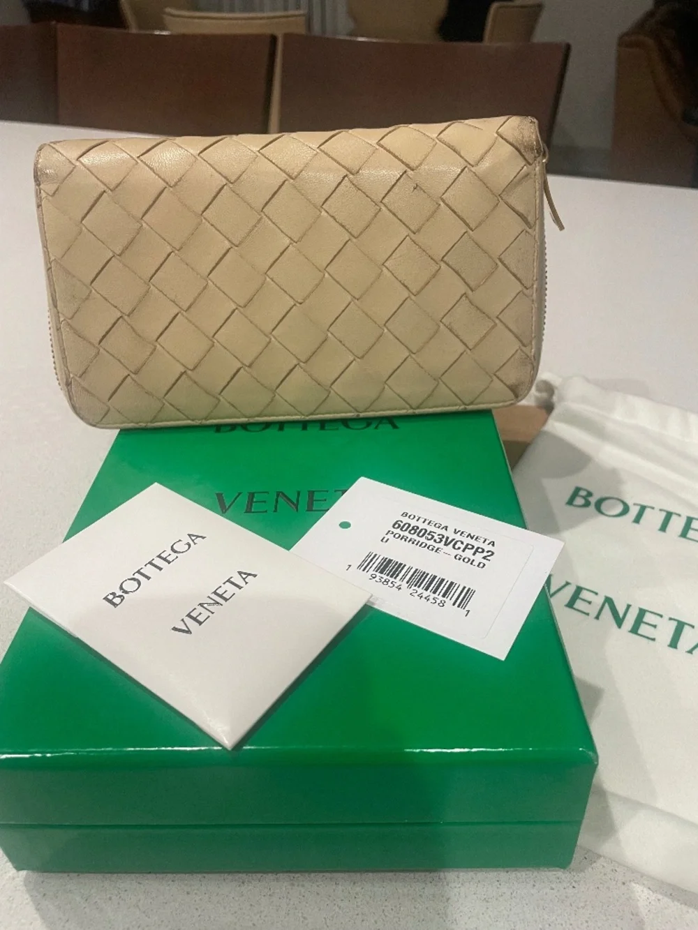 Bottega Vaneta interecciato zip around wallet-tan